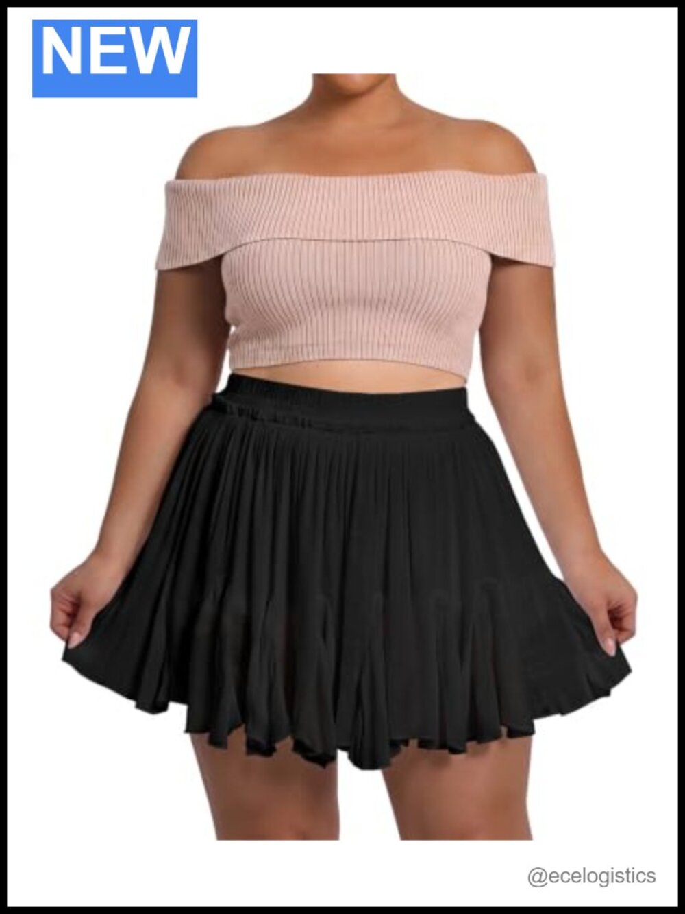 Plus Size Ruffle Mini Skort with Pockets Built-In Shorts High Rise Flowy Casual